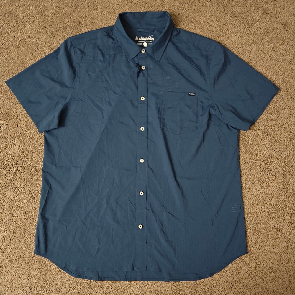 Chubbies Mens Short Sleeve Button Down Shirt Blue X Large Polyester Spandex NWT - Picture 2 of 9